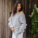 Women’s Off-Shoulder Knitted Sweater – Cozy Fall & Winter Pullover