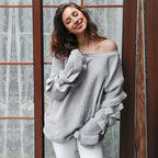 Women’s Off-Shoulder Knitted Sweater – Cozy Fall & Winter Pullover